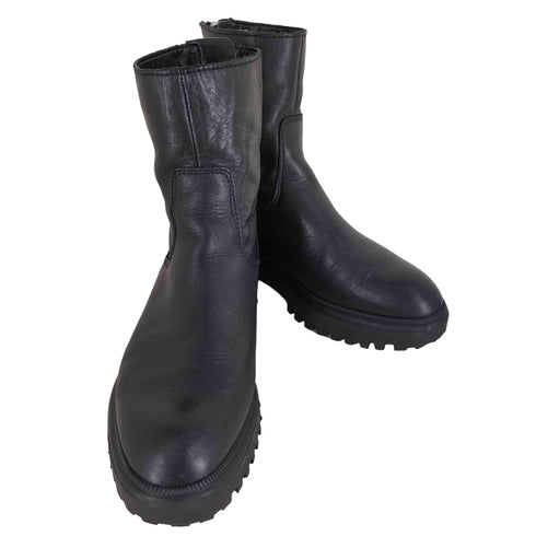 マンゴー MNG HECTOR2 トラックソール バックジッパー レザーブーツ レディース EUR:37